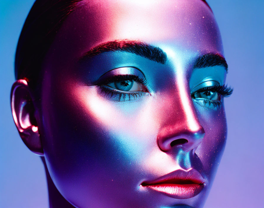 Vibrant Blue and Purple Lighting Makeup Look