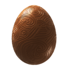 Intricately carved gold-patterned egg on reflective surface