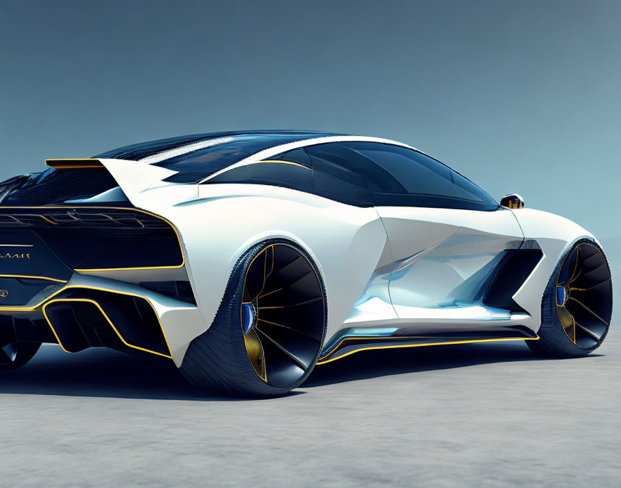 Futuristic Concept Car with White and Black Design