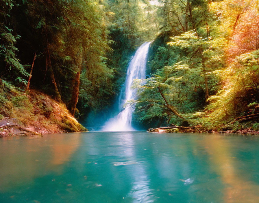 Tranquil Forest Pool with Cascading Waterfall