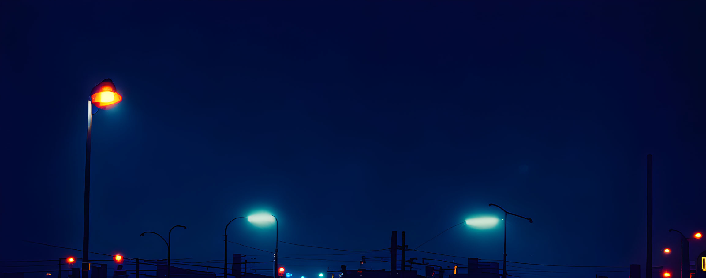 Cityscape at Twilight: Dusky streets under glowing streetlights