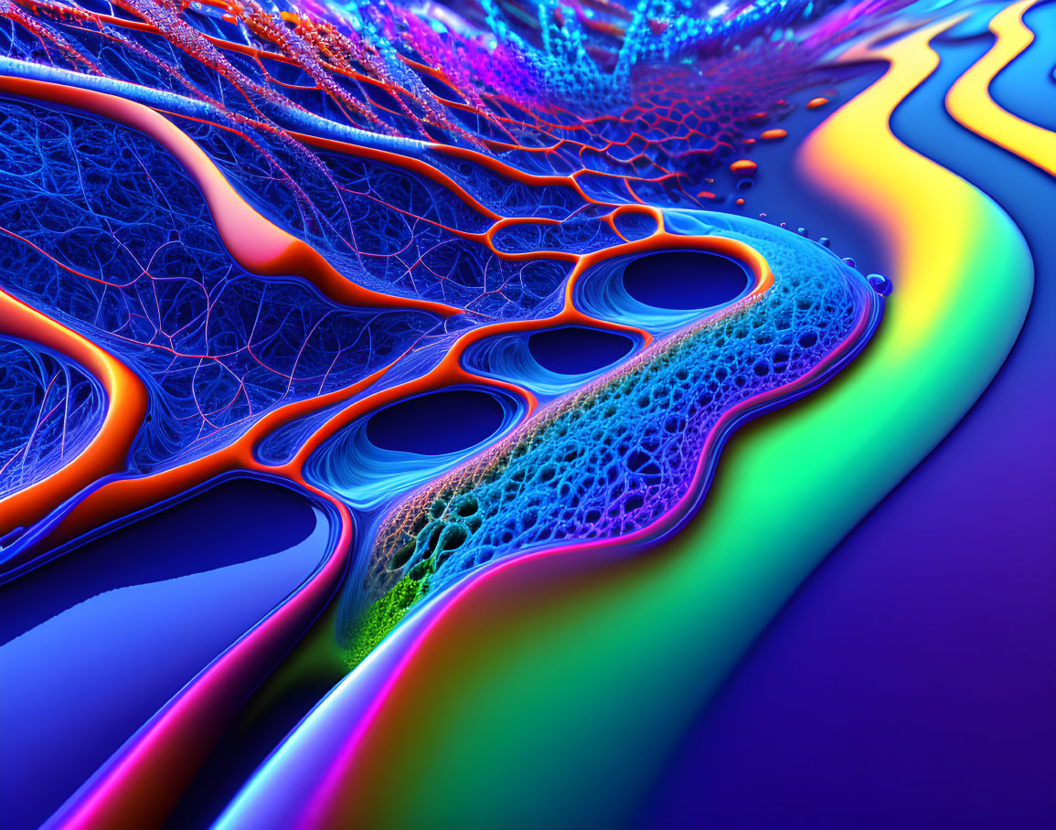 Colorful abstract art with neon fractal patterns