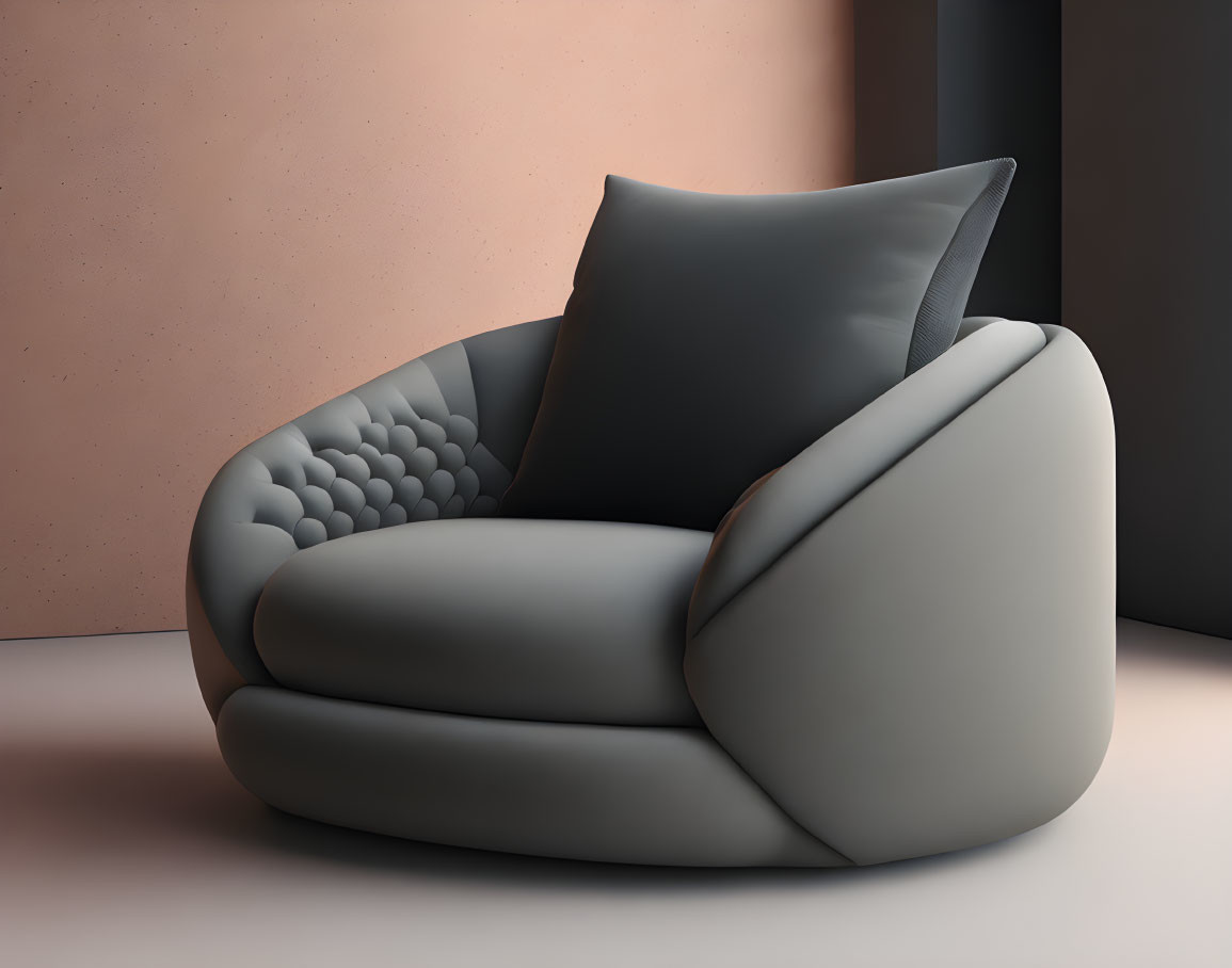 Quilted Modern Armchair with Plush Cushions in Chic Neutral Palette