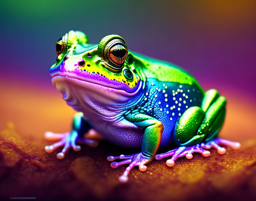 Colorful Frog Against Multicolored Background