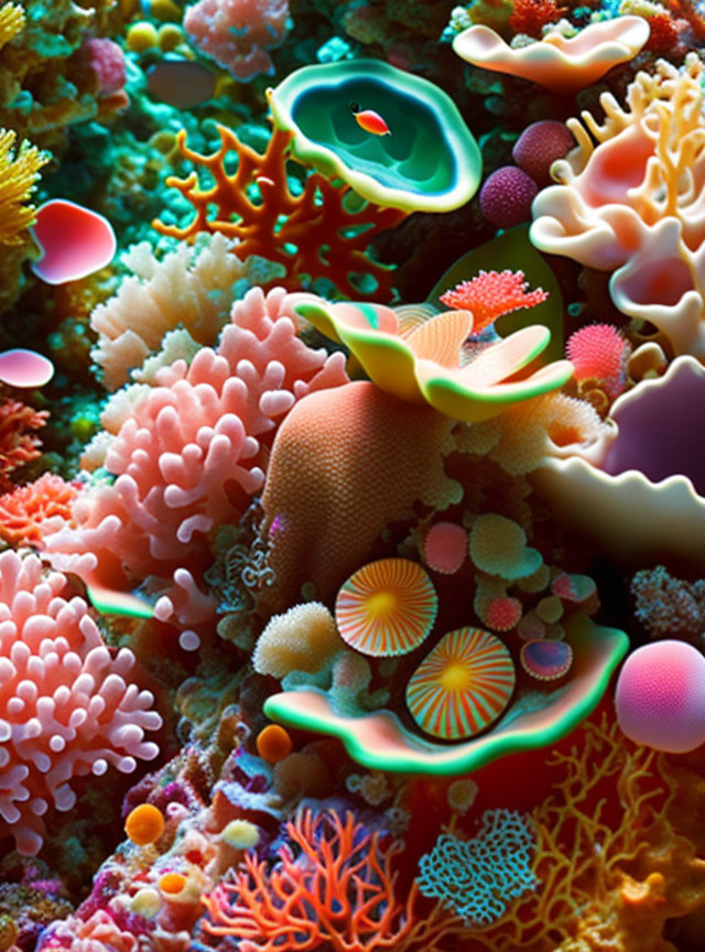 Colorful Coral Reef Ecosystem with Diverse Species