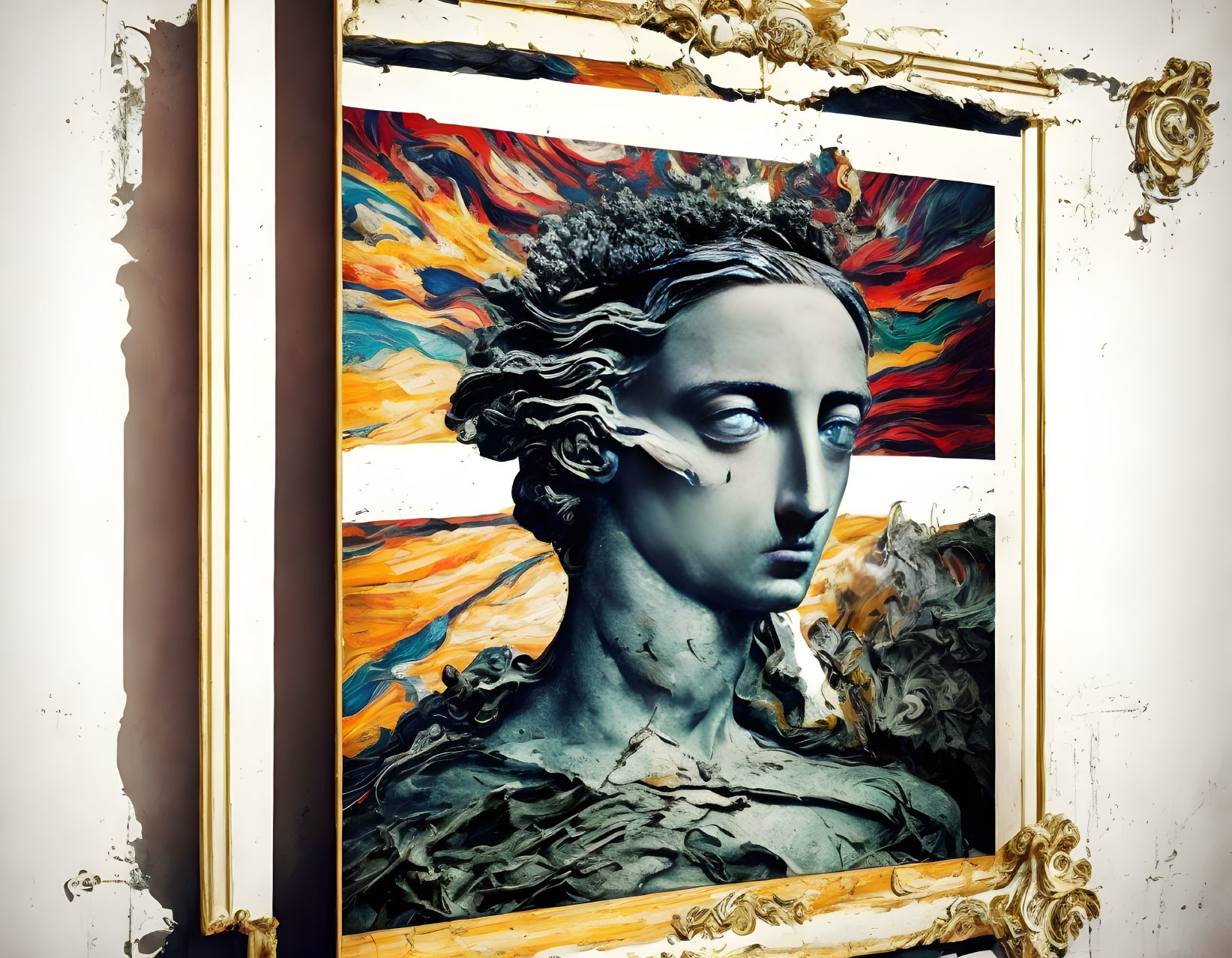 Colorful Three-Dimensional Bust Artwork with Dynamic Fusion