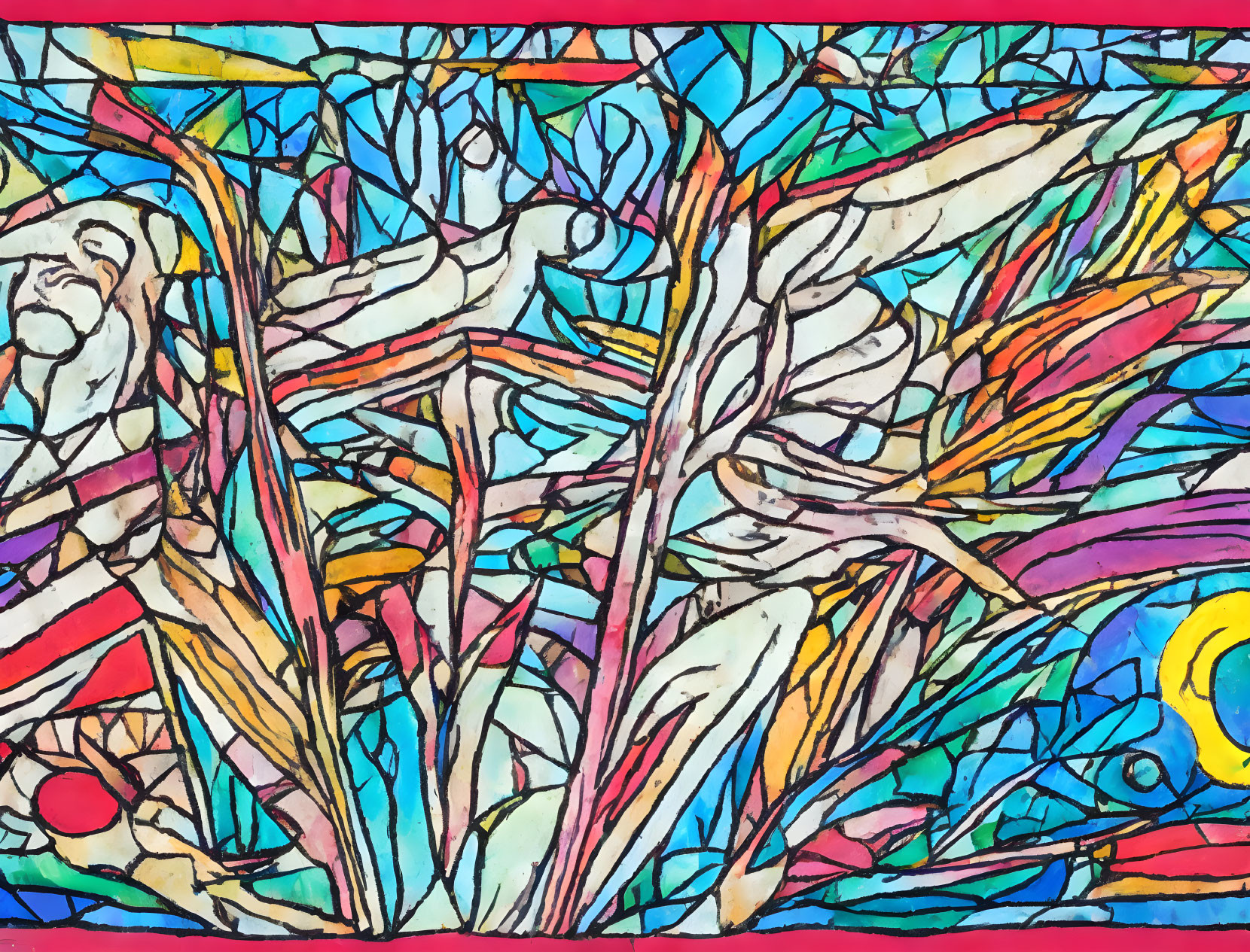 Colorful Abstract Artwork: Intricate Stained Glass Design