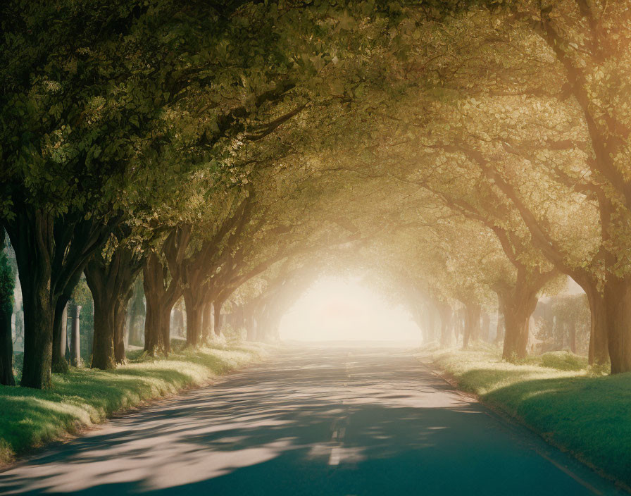 Canopy of Trees Creates Ethereal Light Tunnel