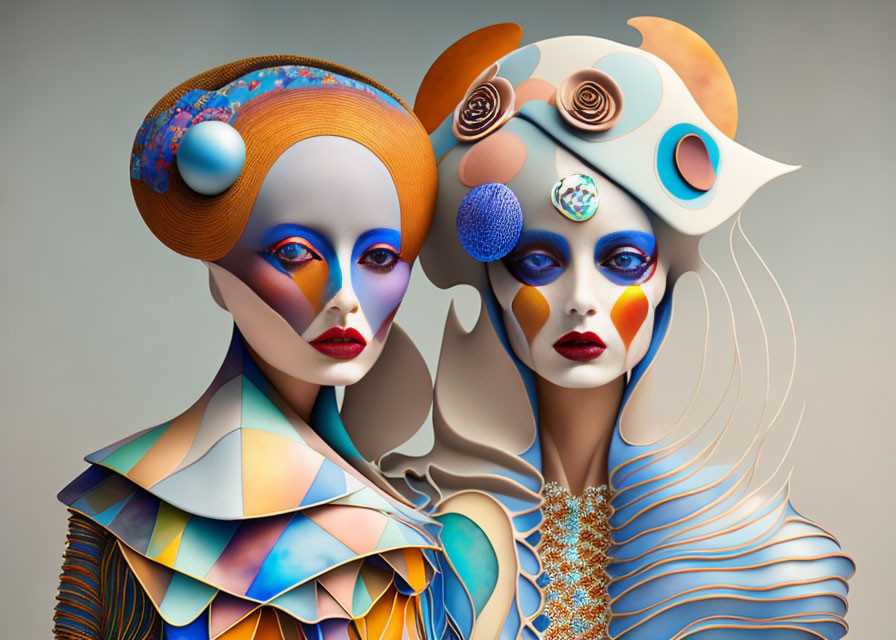 Artistic Makeup and Avant-Garde Headwear with Geometric Shapes