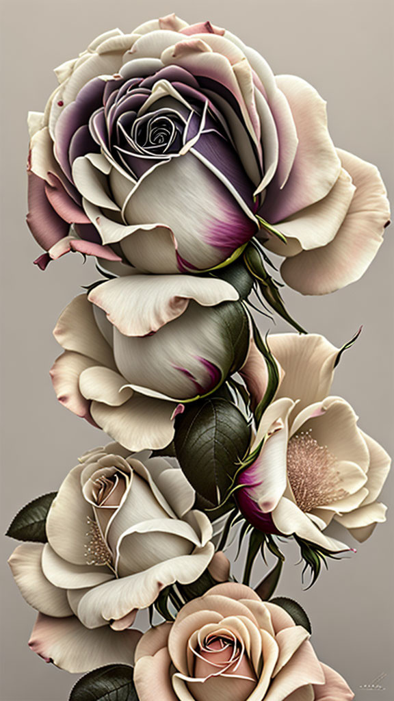 Pastel Vertical Composition of Roses and Lilies