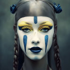 Digitally-created stylized female figure with intricate face paint and detailed headdress.