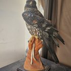 Intricate Eagle Paper Craft Model with Blue, Brown, and Orange Feathers