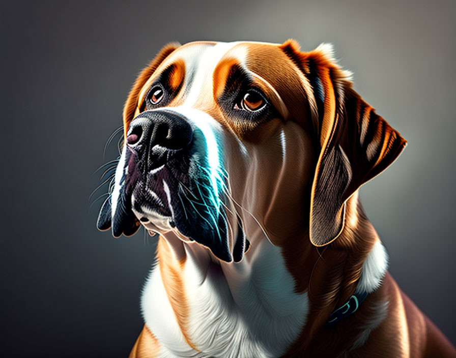 Boxer Dog Portrait with Reflective Collar and Soulful Eyes