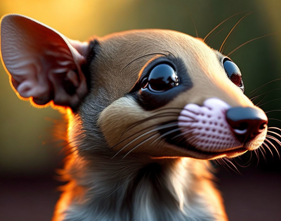 Stylized animated brown dog with large ears and expressive eyes