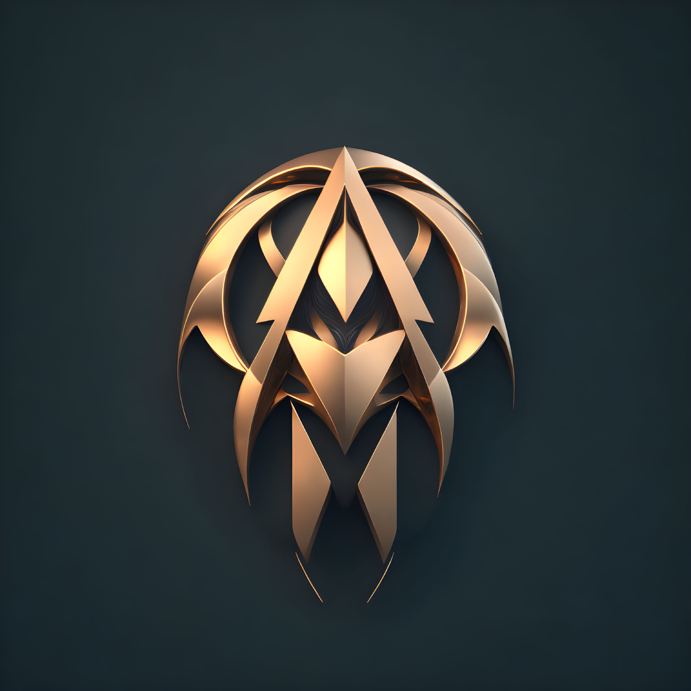 Metallic Gold and Silver Emblem on Dark Teal Background