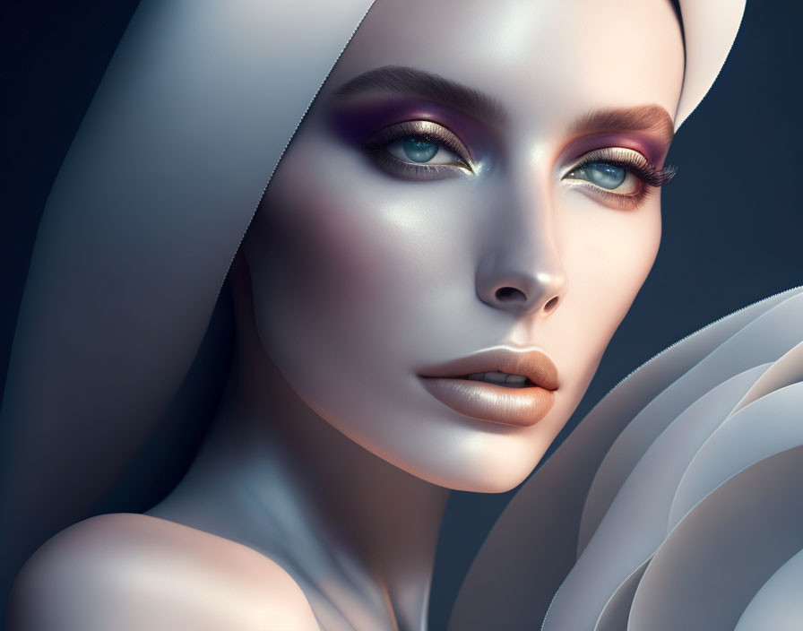 Futuristic digital artwork of a woman in sleek sci-fi attire