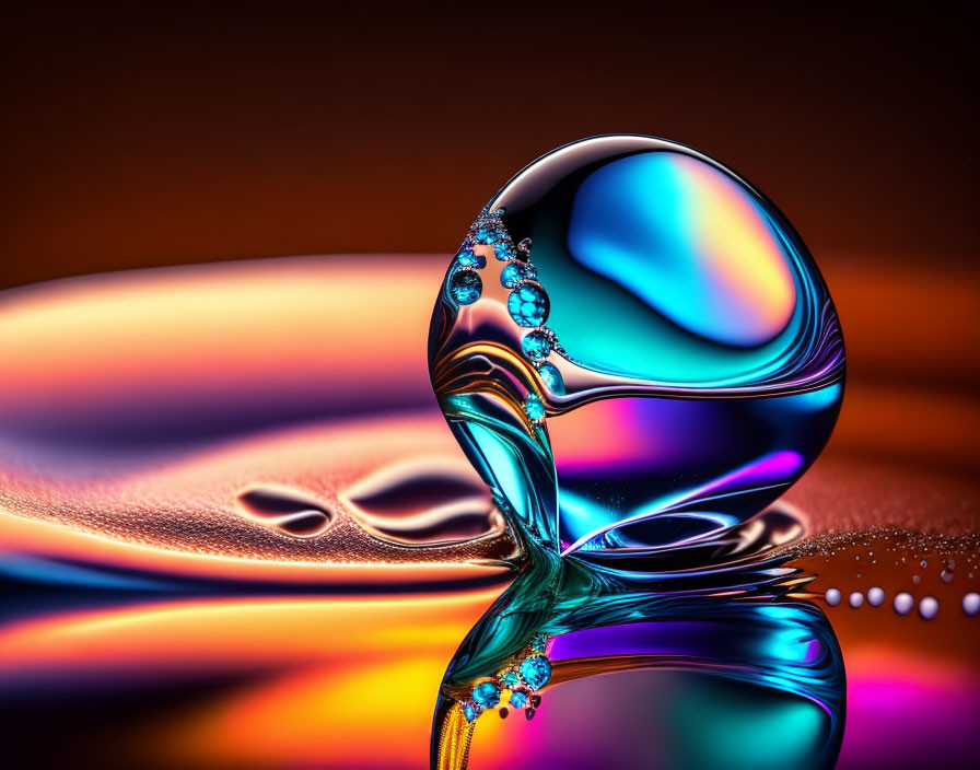 Detailed Macro Image of Glistening Liquid Drop on Gradient Background