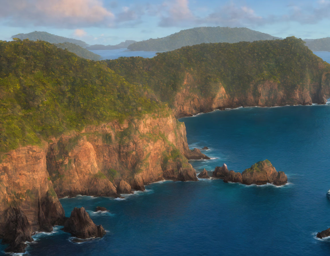 Tranquil Seascape with Rugged Cliffs and Calm Blue Waters