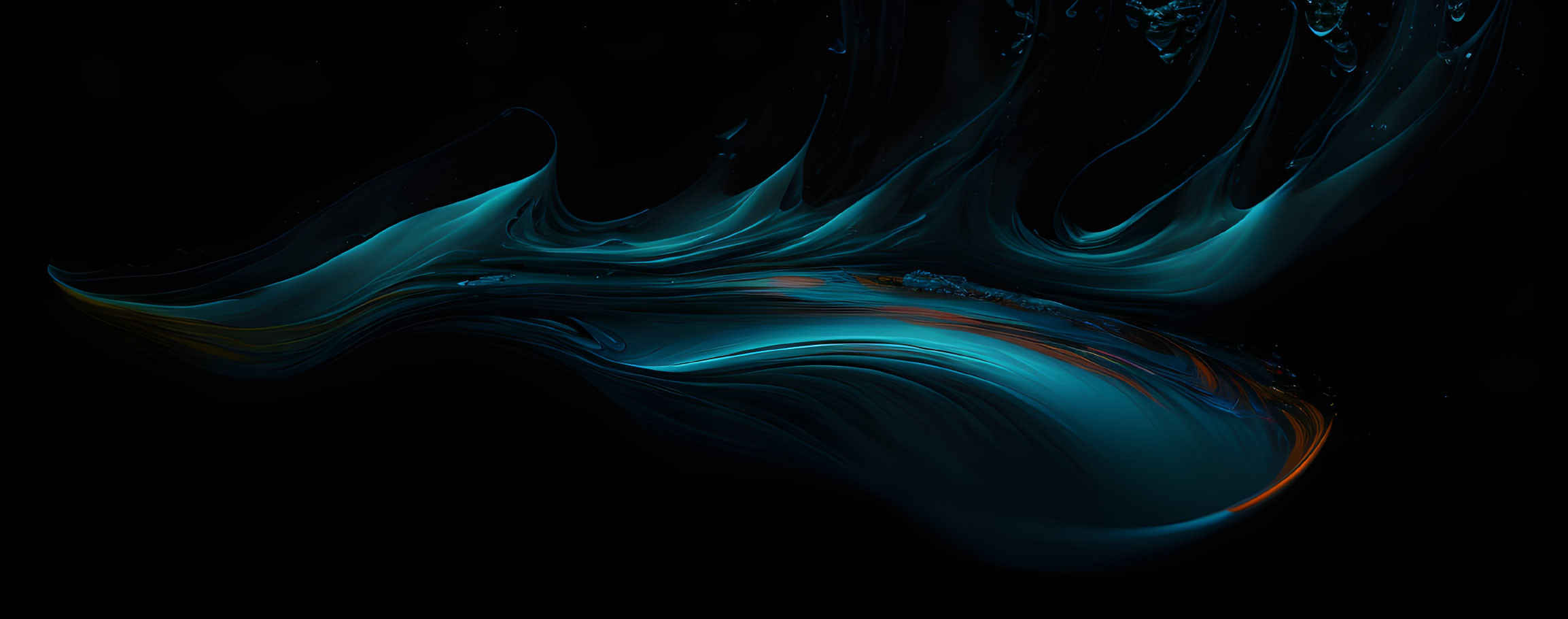 Abstract Blue and Orange Fluid Design on Dark Background