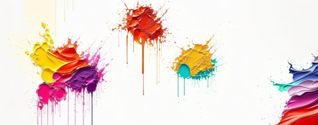 Colorful Abstract Art Design with Multicolored Paint Splashes