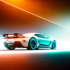 Dynamic Motion: Neon-Lit Sports Car in High-Speed Action