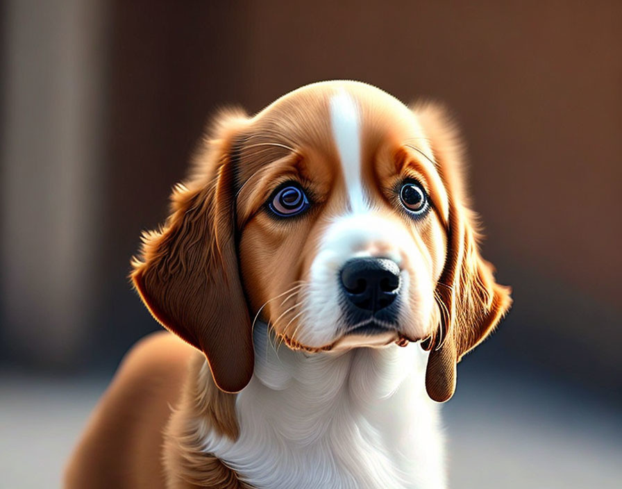 Tricolor Beagle Puppy with Floppy Ears and Brown Eyes