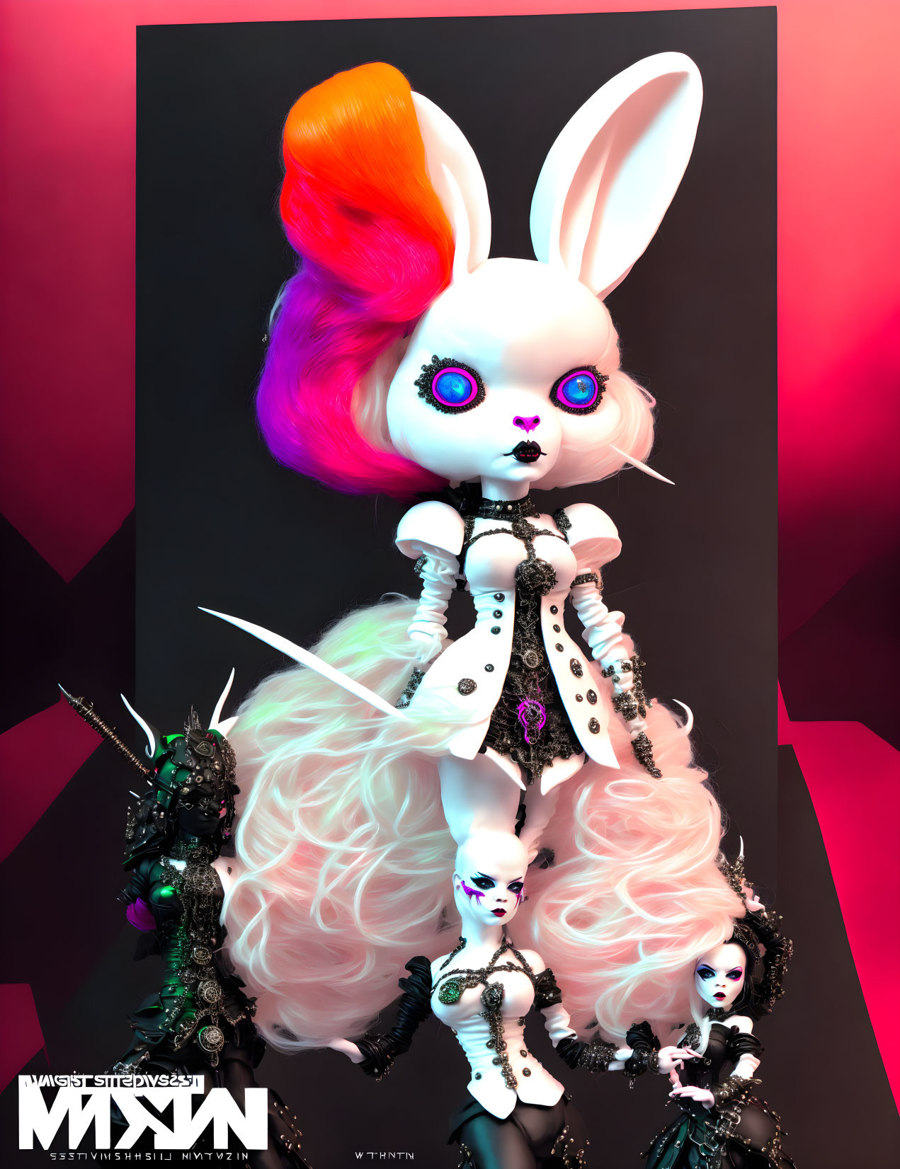 Fantasy illustration of anthropomorphic rabbit in gothic attire