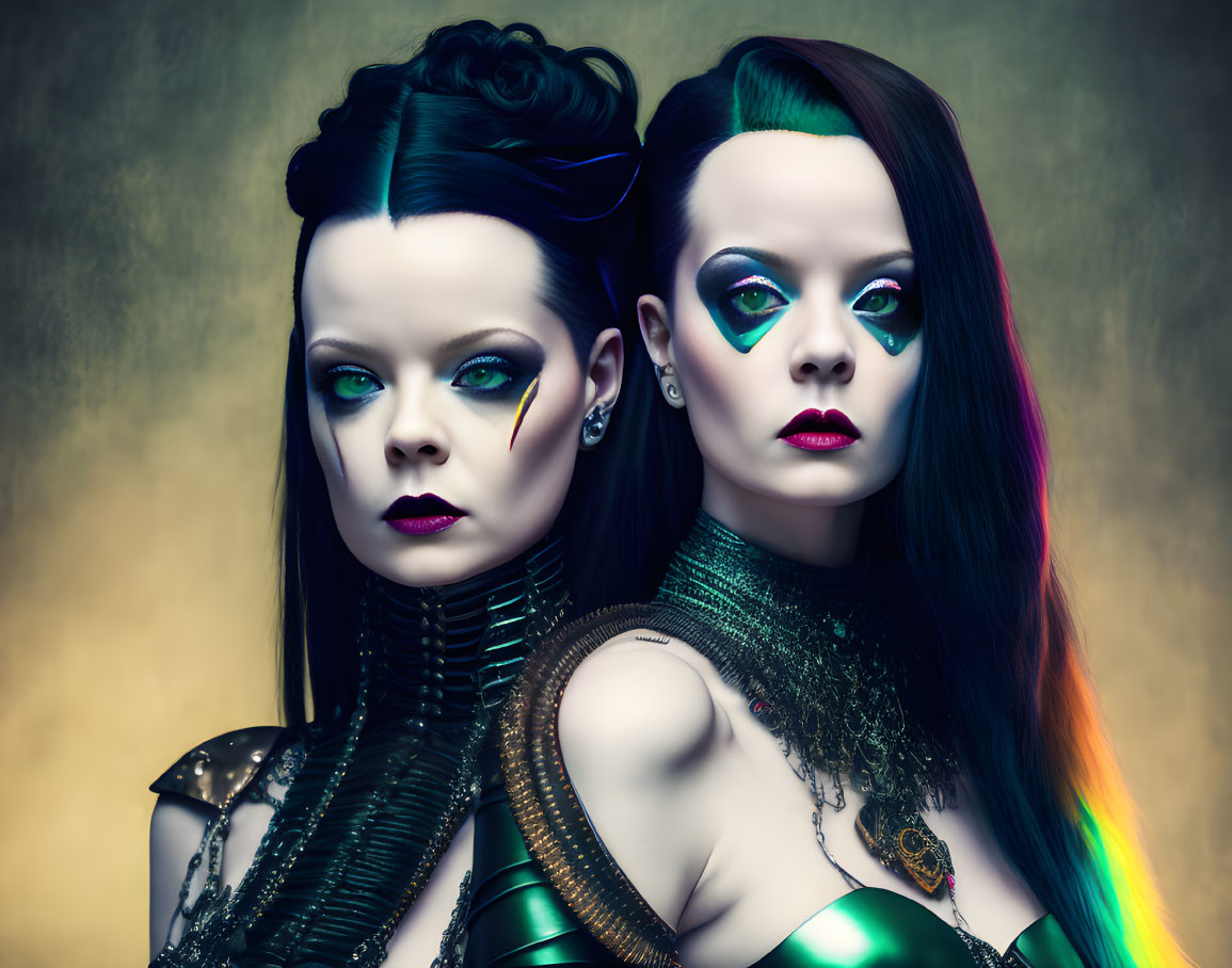 Elaborate Gothic Makeup on Two Women