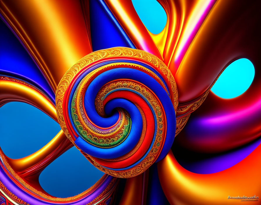 Colorful Fractal Spiral Art with Bold Patterns