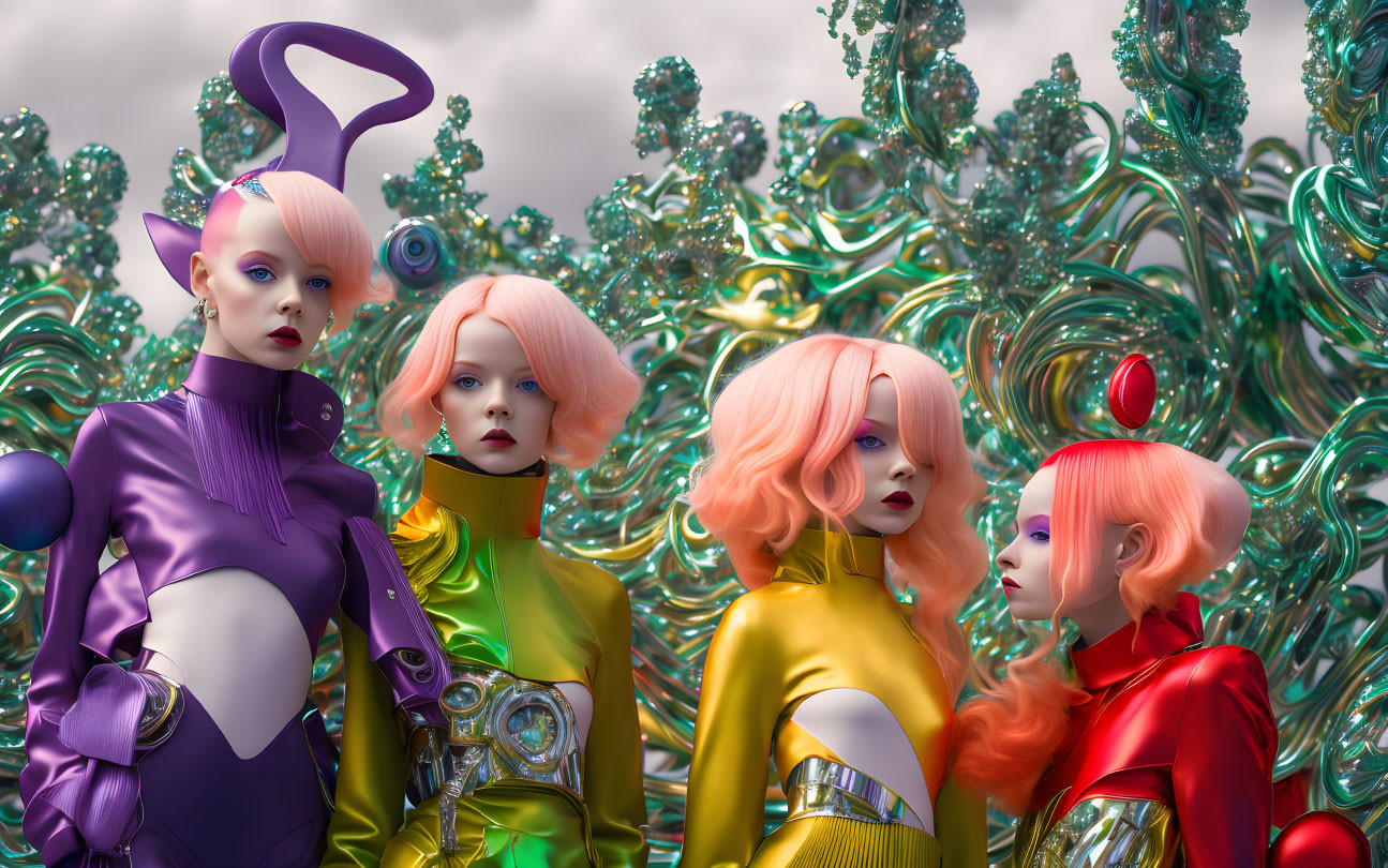 Colorful Hair and Avant-Garde Outfits on Four Futuristic Models