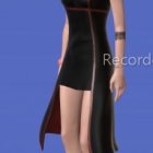 Digital artwork: Female figure with orange hair, black dress, choker necklace, and red sneakers on