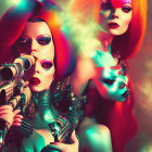 Colorful Hair & Bold Makeup: Futuristic Women in Sci-Fi Attire & Accessories