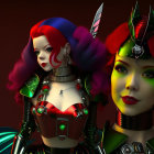 Colorful Cyberpunk Women in Futuristic Costumes