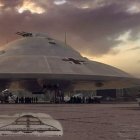 Sleek Triangular Aircraft on Tarmac at Dusk