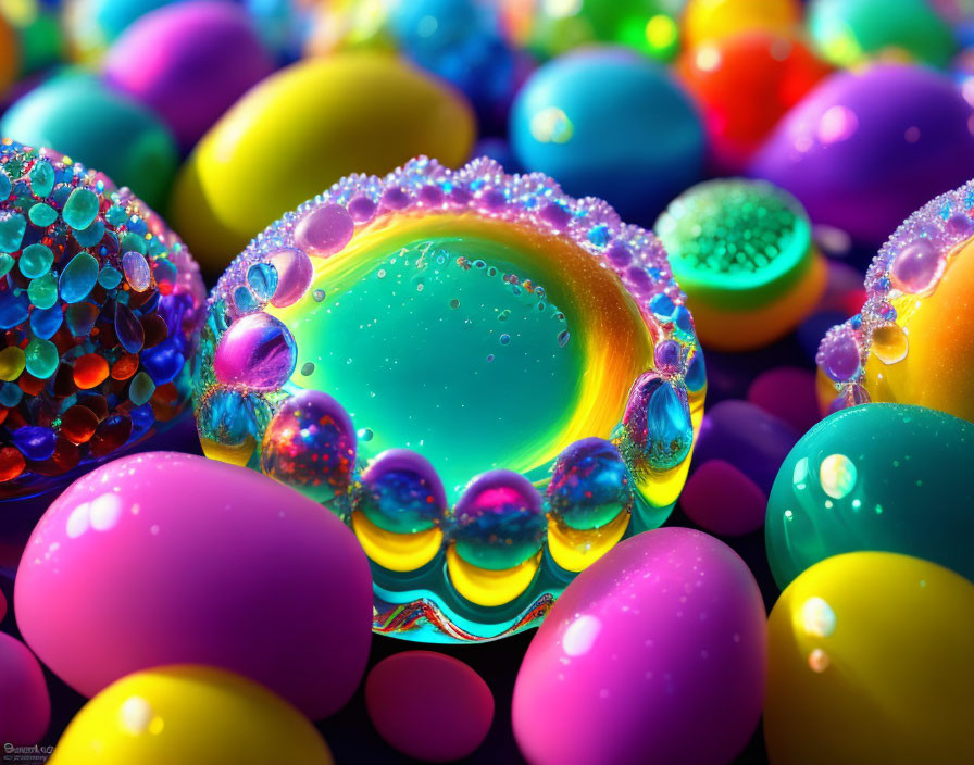 Colorful Multicolored Bubbles Reflecting Spectrum of Colors