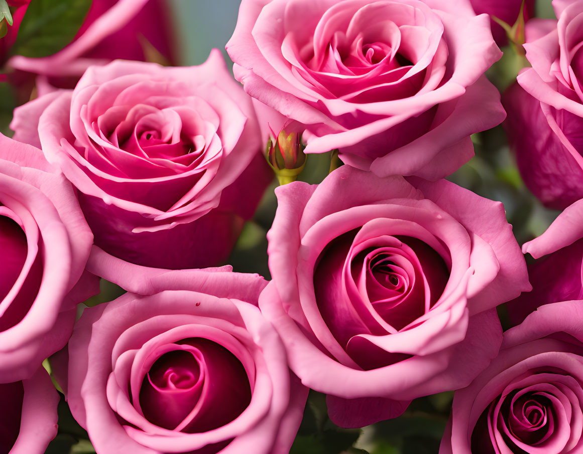 Multiple vibrant pink roses in full bloom close-up.