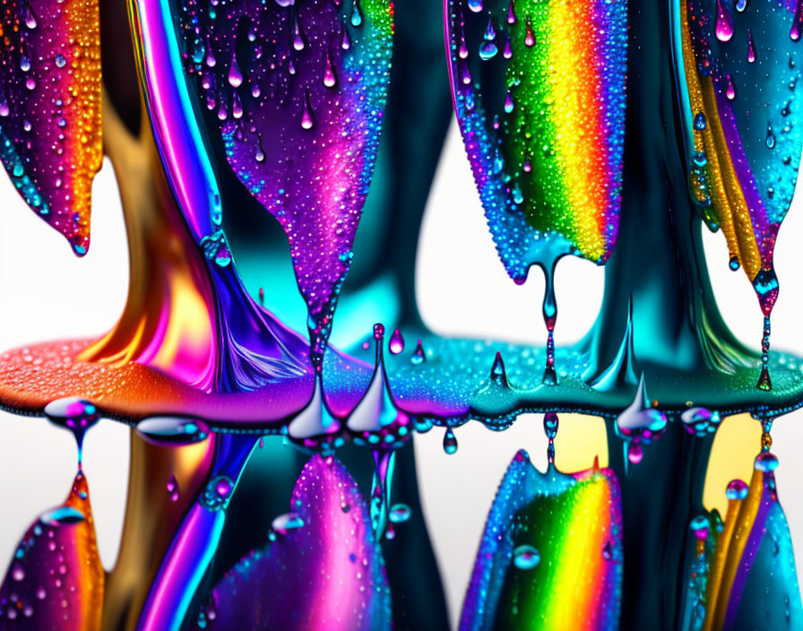 Colorful droplets with glossy surface on soft-focus background