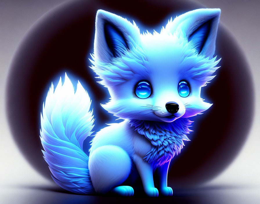 Vibrant digital illustration of a glowing blue fox