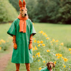 Person in Kangaroo Costume with Dachshund in Park