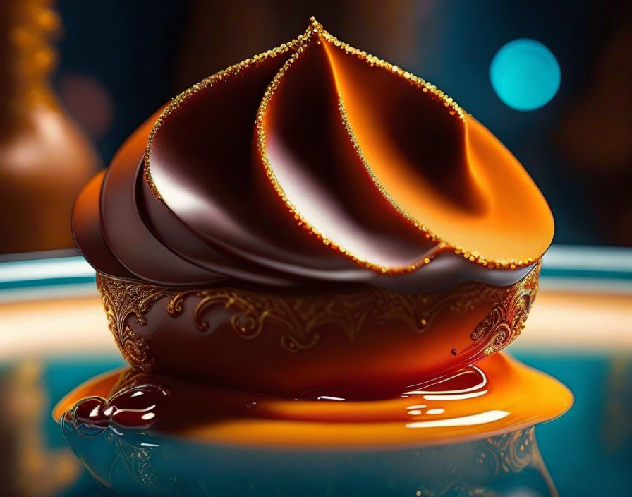 Luxurious Chocolate Digital Artwork with Caramel Highlights