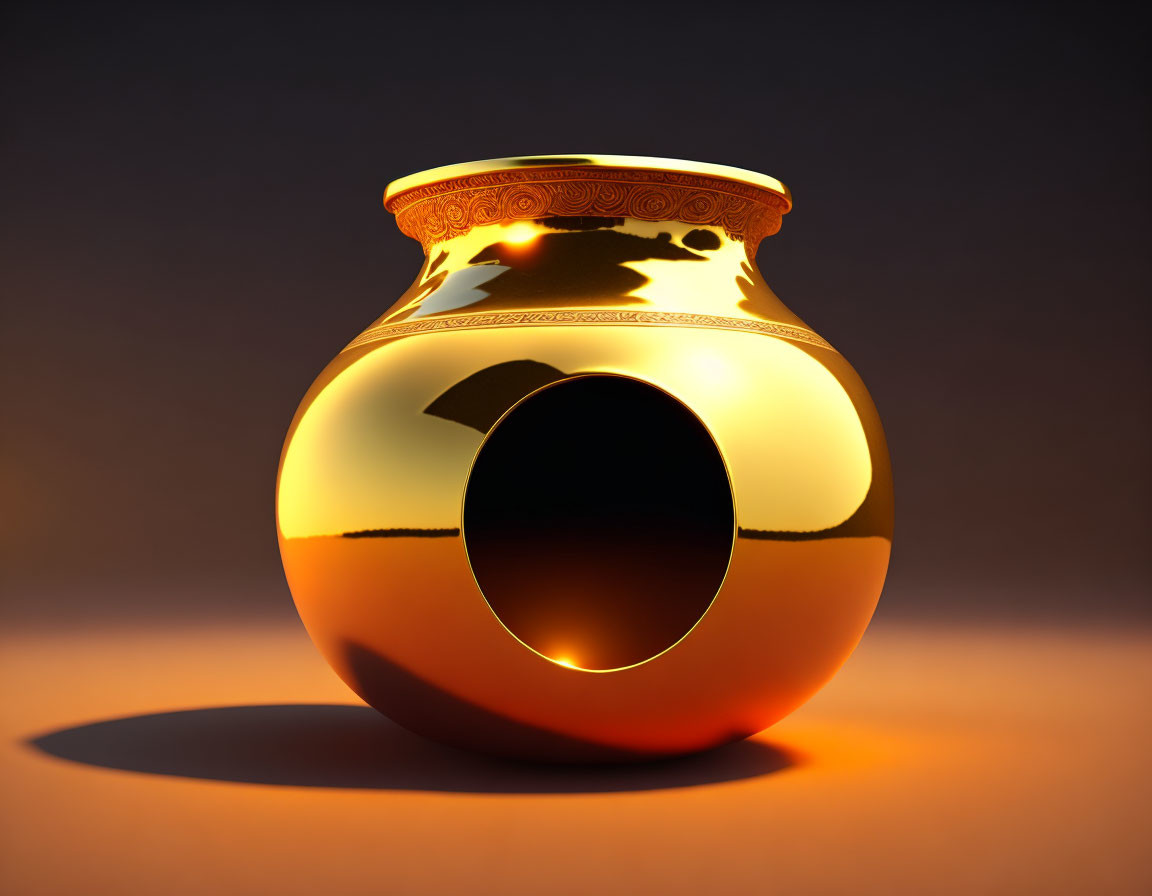 Shiny Gold Greek Amphora on Gradient Background