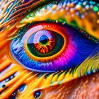 Detailed Close-Up of Vibrant Multicolored Eye with Textures and Rainbow Hues