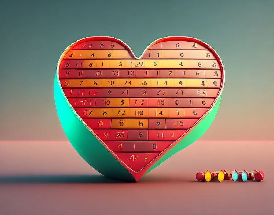 Colorful Heart-Shaped Abacus with Gradient Background