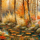 Colorful Stylized Painting of Whimsical Landscape