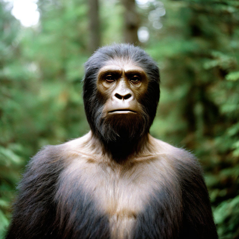 Tranquil gorilla in forest setting