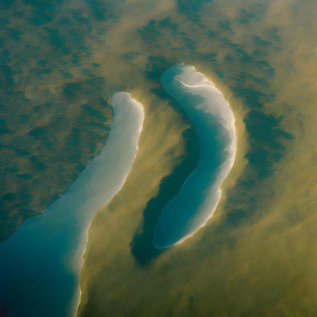 Winding River Channels with Sandy Banks in Golden Sunlight