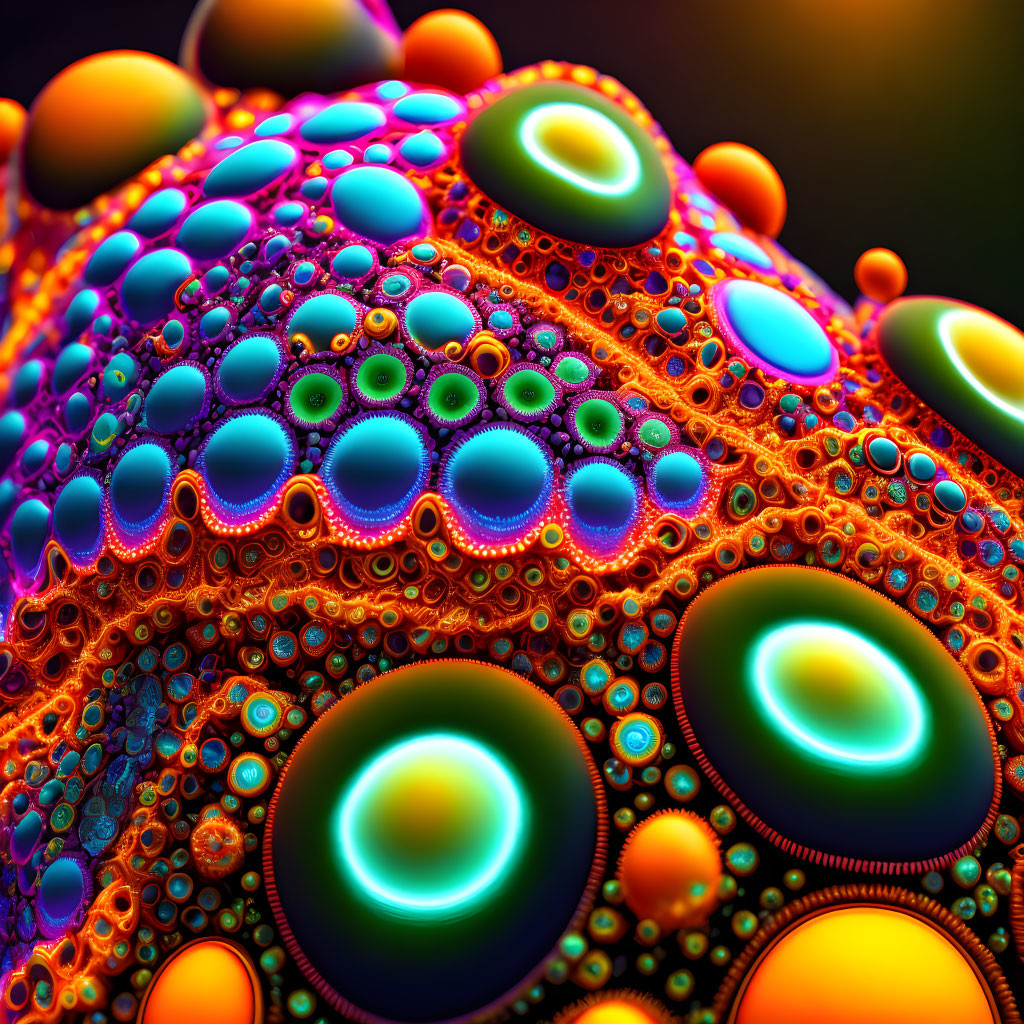 Colorful Psychedelic Fractal Pattern with Spherical Elements