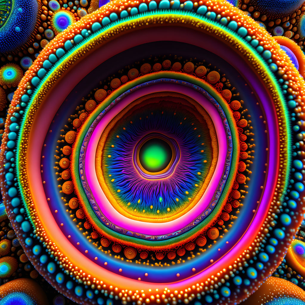 Colorful Circular Fractal Image with Tunnel-like Illusion