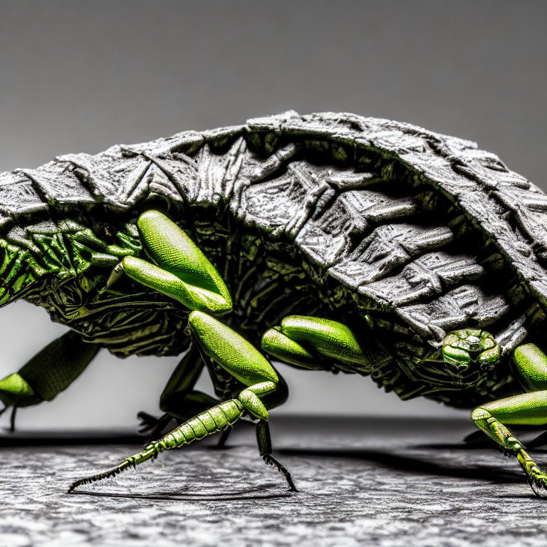 Detailed Model of Green and Black Insect-Reptile Hybrid Creature