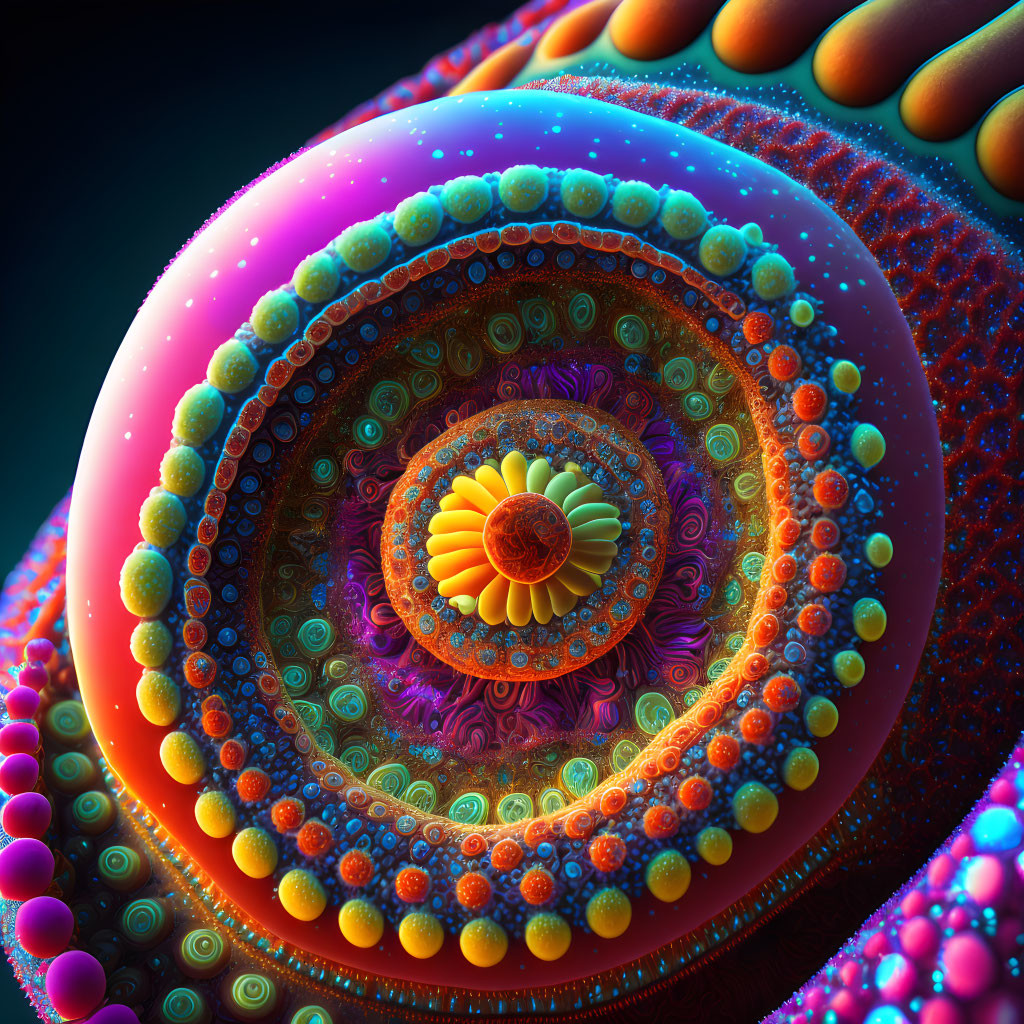 Colorful 3D fractal art with intricate spirals